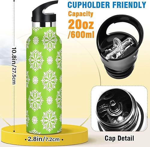 Miniatura 2 de Botella de agua deportiva con diseño de copo de nieve a prueba de fugas y sin BPA, con tapa con popote que mantiene el calor y el frío, para