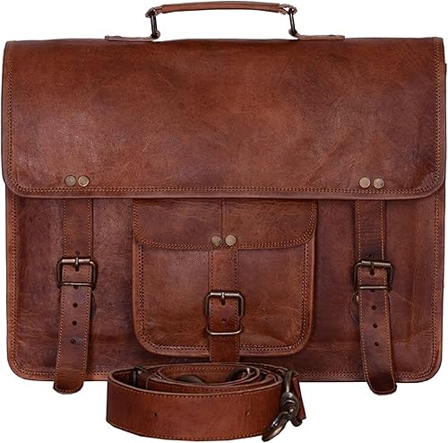 KPL Vintage 15 pulgadas Laptop Messenger Bag maletín Satchel bolsa portátil para hombres y mujeres, Marrón desteñido, Duradero, vintage