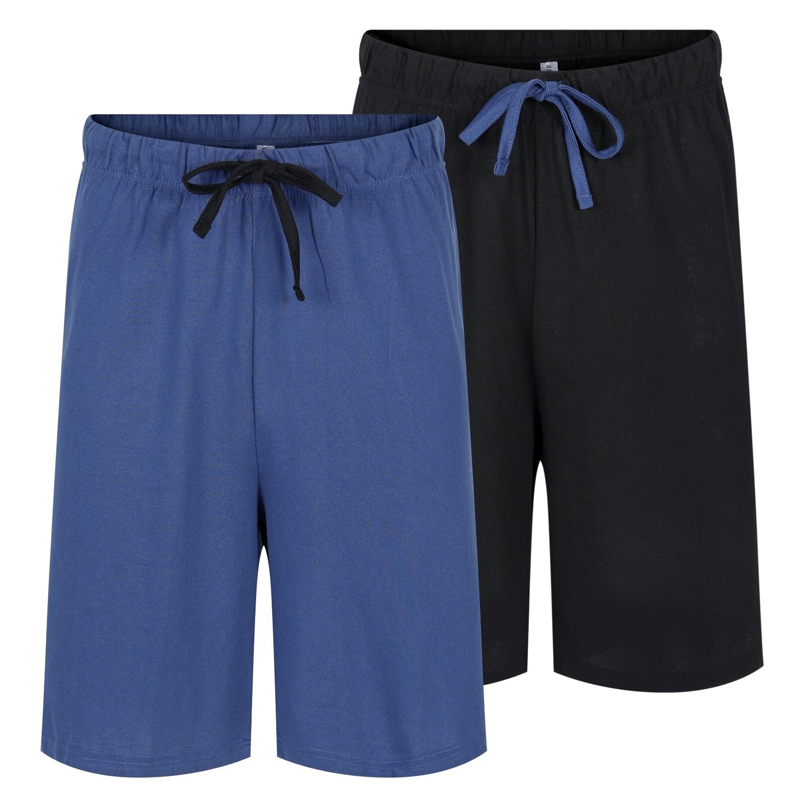 North East Mens 2 Pack Pyjama Shorts Plus Size Sleep PJ Lounge Night Wear 3XL to 6XL New (6XL- Blk/Del)