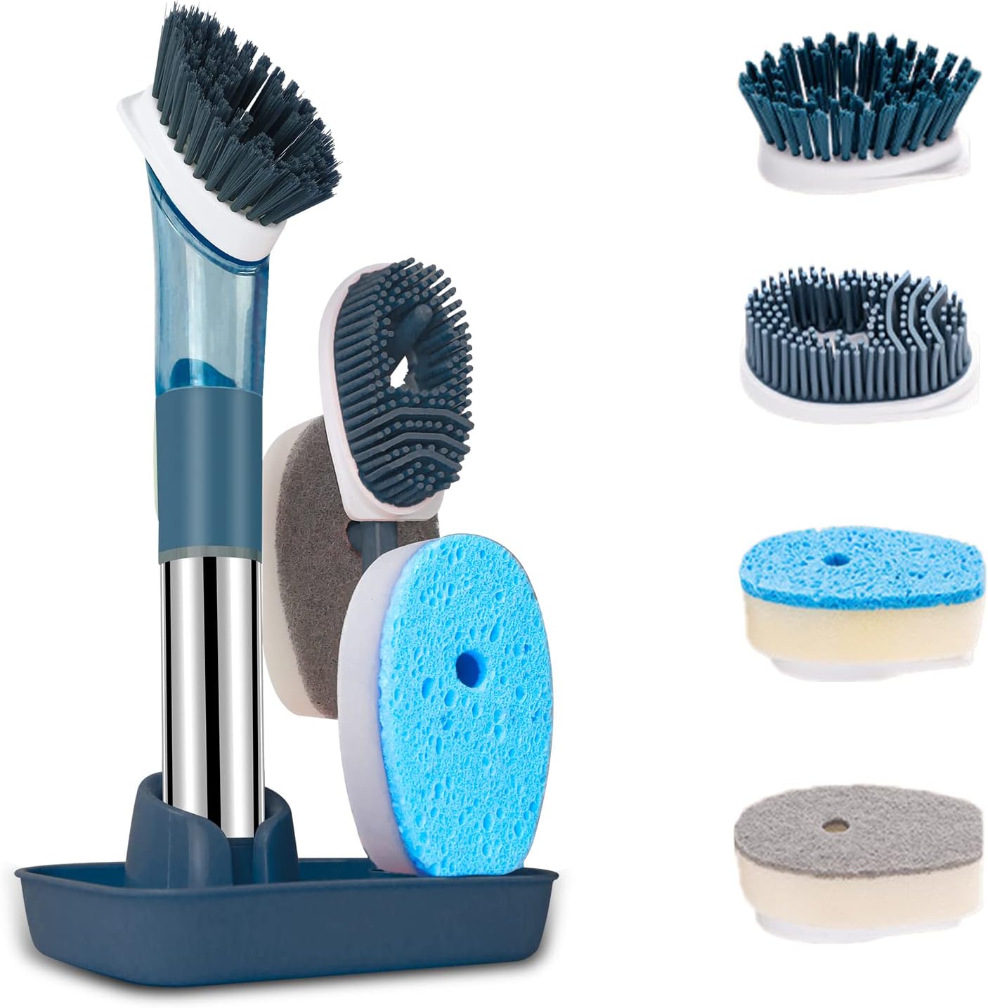 Dish Brush with Soap Dispenser, Soap Dispensing Dish Brush Set with