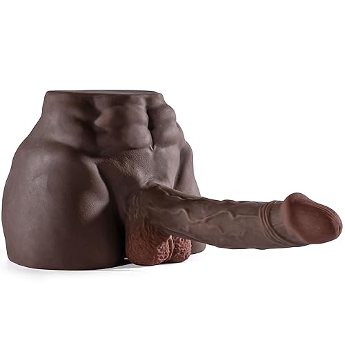 6LB Black Male Sex Doll with Flexible Dildo, Portable Size Realistic Sex Doll 7.2in Huge Cock for Female Masturbation, Tight Anal Butt for Gay Sex Toys, Unisex Masturbator Sex Dolls for Women Men Toy
