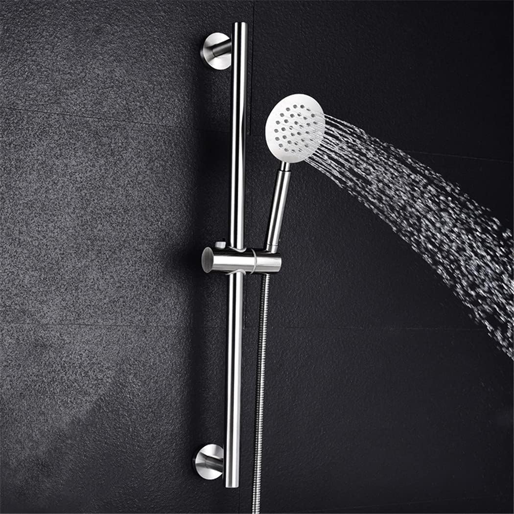 KEHAIOO SUS304 Stainless Steel Adjustable Shower Slide Bard Hand Hold Shower Rail Slide Bar Set with SUS304 Shower & Hose Brushed Nickel