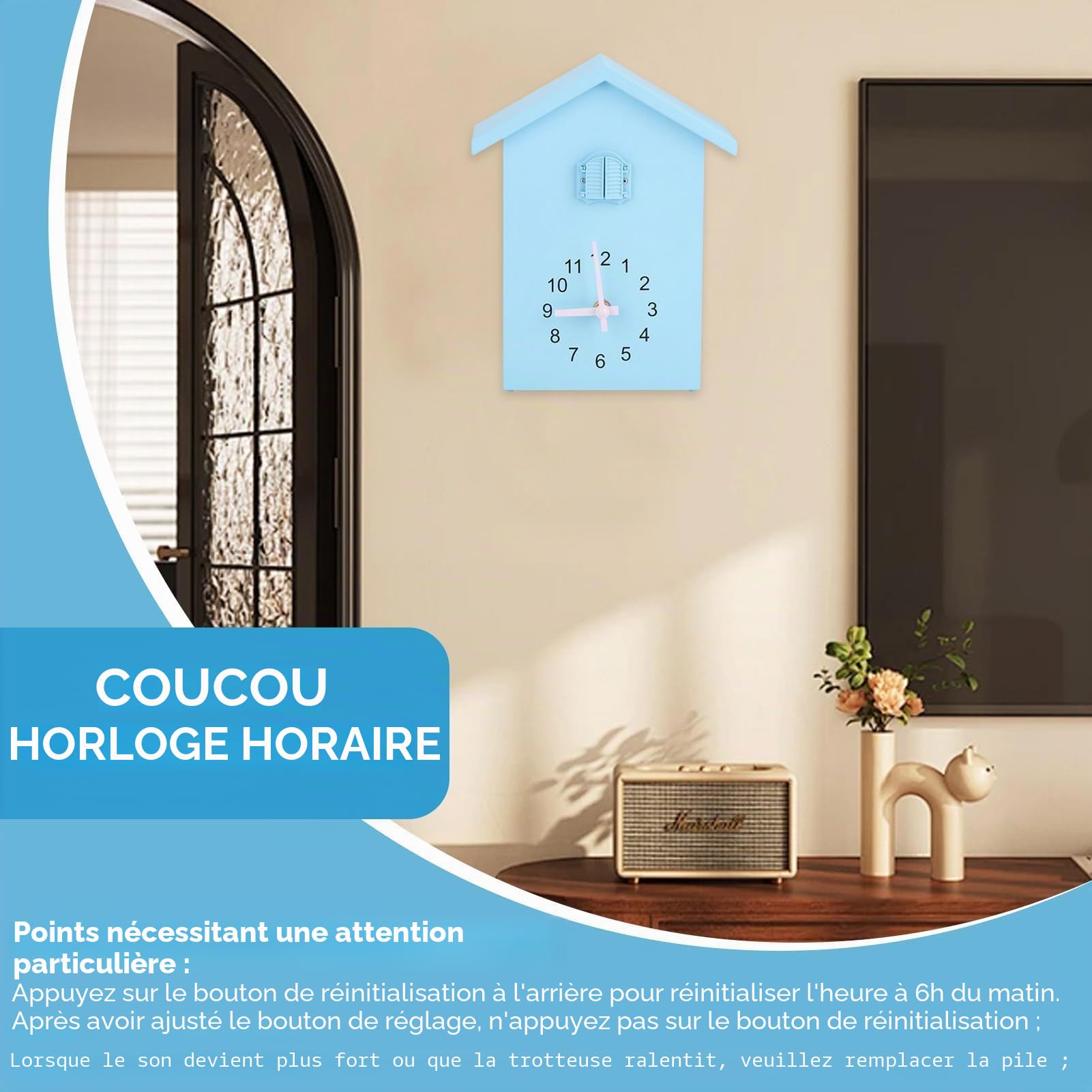 HERCHR Coucou Horloge, Horloge Coucou,Horloges à Coucous avec Pendule, Horloges à coucous Moderne avec Pendule,pendules à coucouss pour Décoration de Maison Salon Bureau, 15 x 9 x 25cm