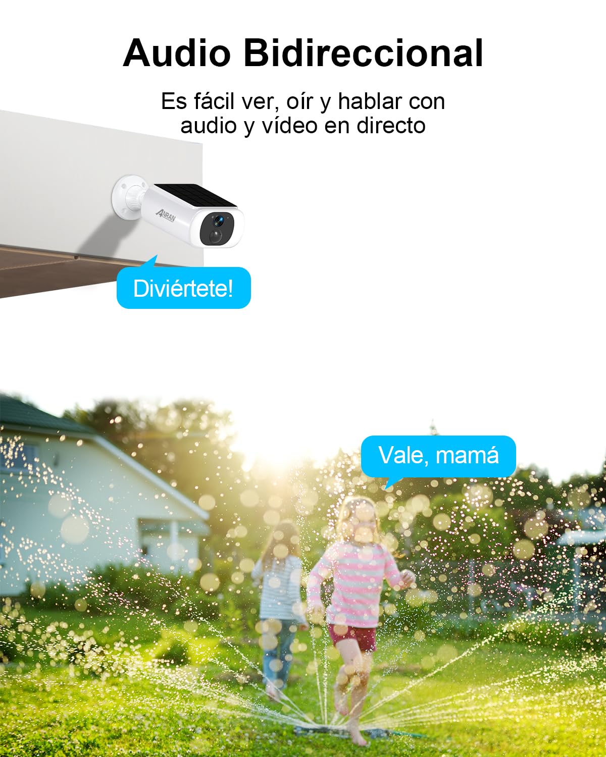 ANRAN 5MP Camara Vigilancia WiFi Exterior sin Cables | 3K Seguridad Inalámbrica, Batería Recargable, 2.4GHz WiFi, Visión Nocturna en Color, Audio Bidireccional