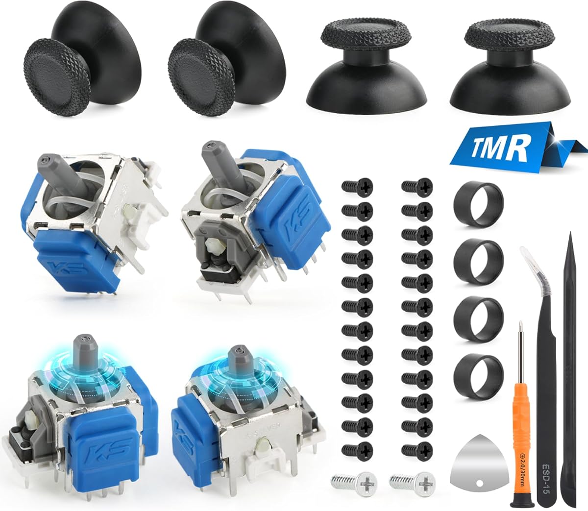 4Pack Sticks für PS5 TMR Elektromagnetischer Joystick Kompatibel mit PlayStation 5 PS5 Stick Drift Controller mit Thumbsticks Ersatzteile (mit Schrauben)