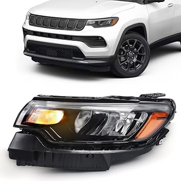 FIONE Headlight Assembly Compatible with Jeep Compass 2022 2023 Headlamp Replacement Front Light Left Driver Side LH