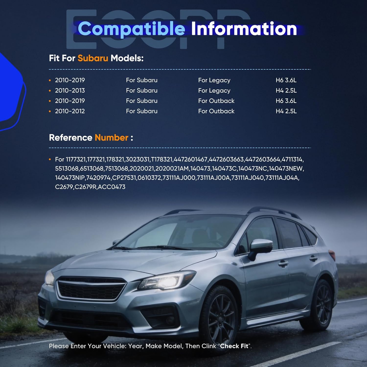 ECCPP A/C Compressor with Clutch Fit for Subaru Outback 3.6L 2010-2019 Fit for Subaru Legacy 2.5L 2010-2013 AC Compressor