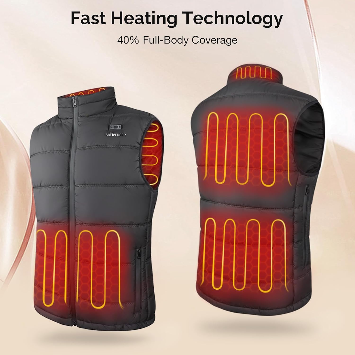 SNOW DEER Heated Vest for Women, Lightweight Electric Vest with Large Heating Zone, Waterproof for Winter Outdoor Activities - Image 2