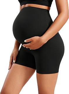 CRZ YOGA Womens Butterluxe Maternity Biker Shorts Over The Belly 4" - Pregnancy Yoga Workout Activewear