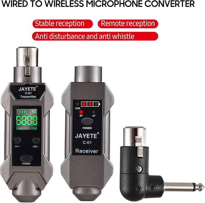 Convertidor Micrófono Profesional Cable a Inalámbrico JAYETE C-01 miniatura 4