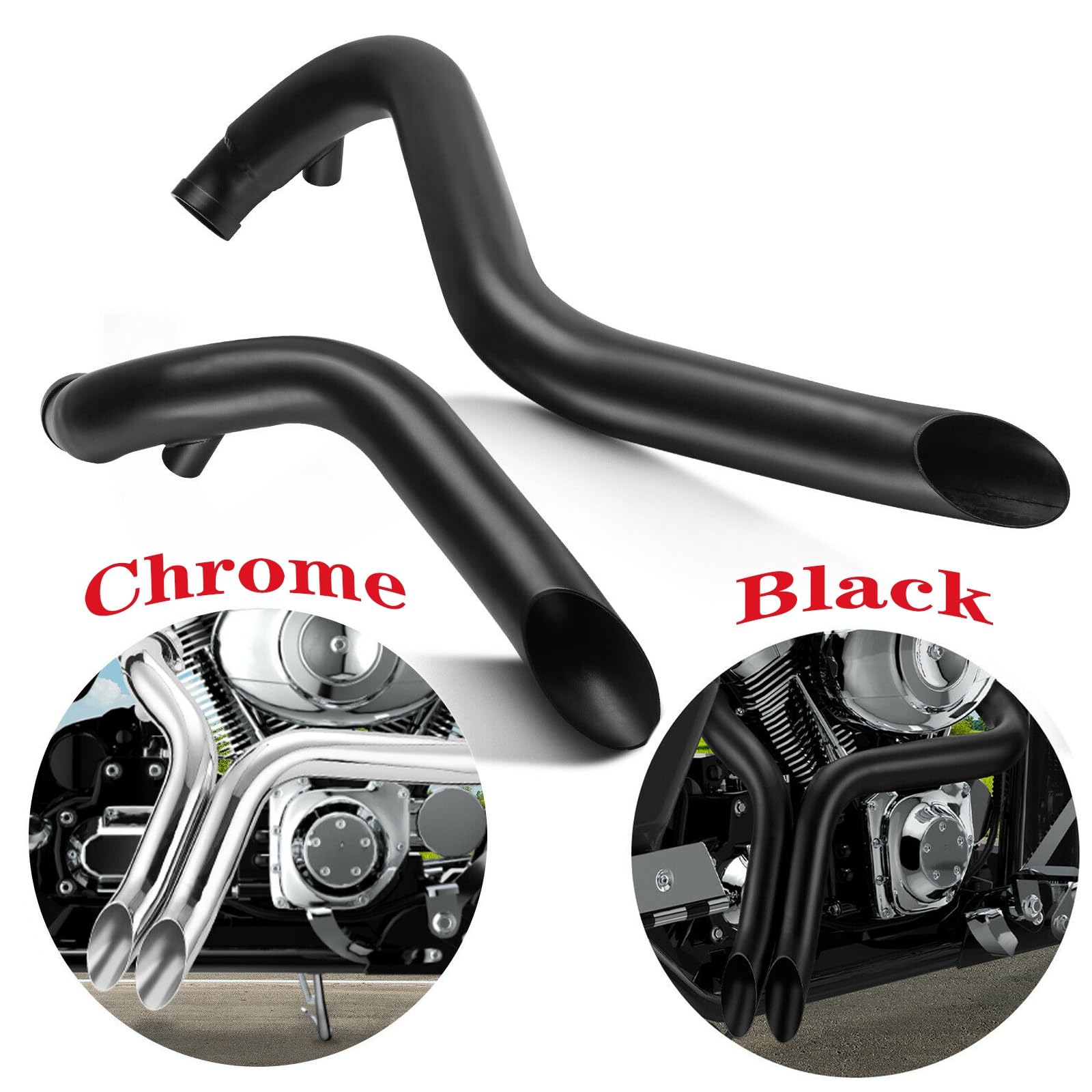 tłumik wychowej wydech Do Choppera Bobbera | 2-calowy element systemu z prostą rurą wydechową motocykli(Black)