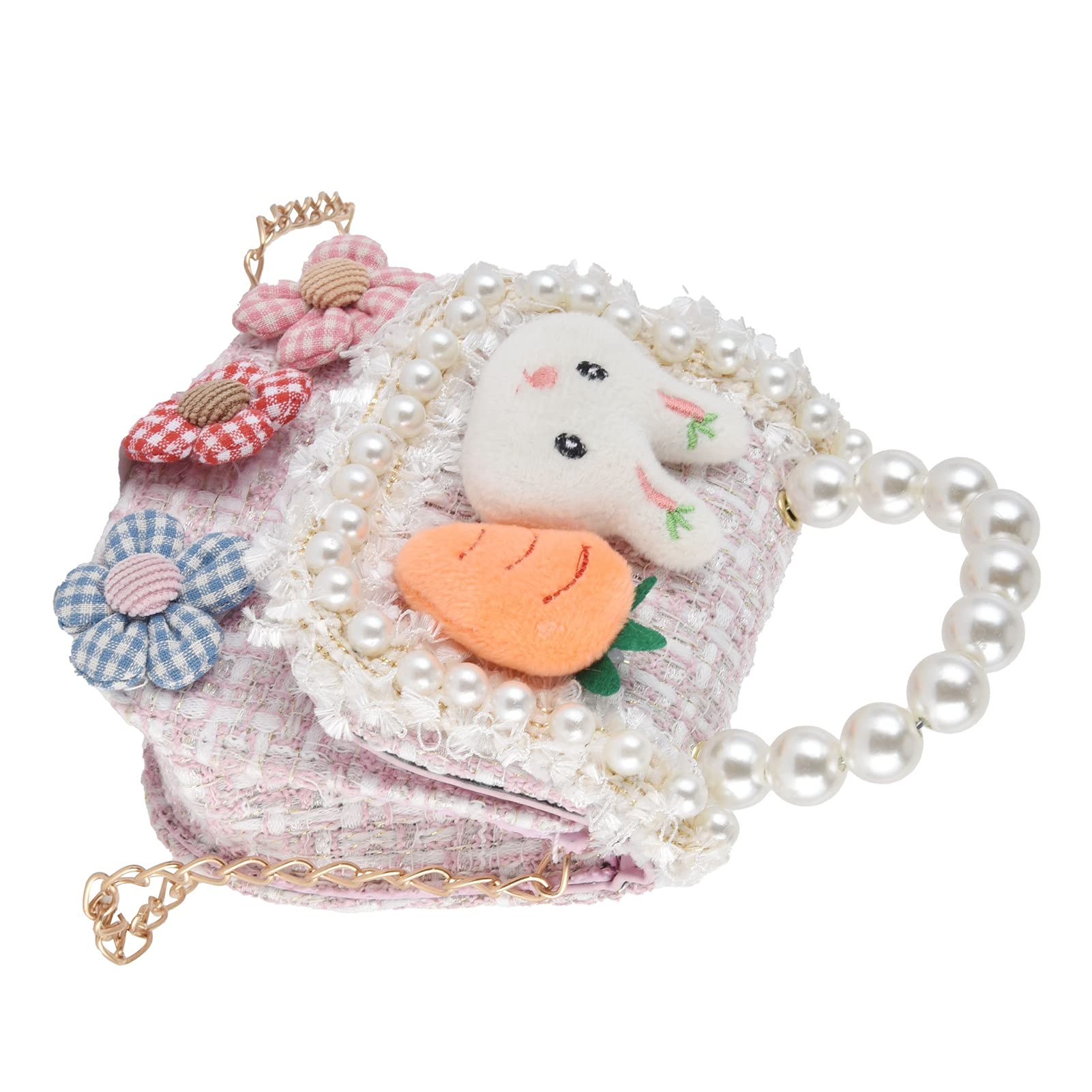 FOFYMakeup Handbag, Doll Kawaii Messenger Bag Cute Portable for Parks for Shopping for Parties for Daily Use for Travel(Pink)