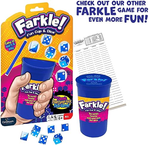 Miniatura 6 de El juego de dados Farkle Deluxe incluye 36 dados coloridos, 6 tazas rodantes, bandeja para rodar y hojas de puntuación. El clásico juego de dados