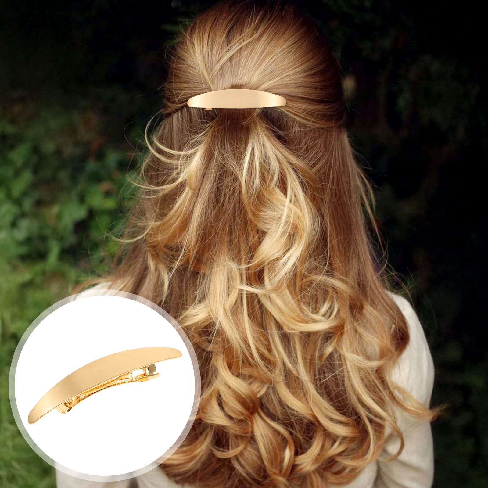 1 PCS 4.13 Inches French Clip Barrette Gold Oval Hair Barrette French Metal Oval Hair Barrettes for Women Vintage Gold Wedding Prom Formal Hairs Accessories for Women Girls Long Thick Hairs - Image 4