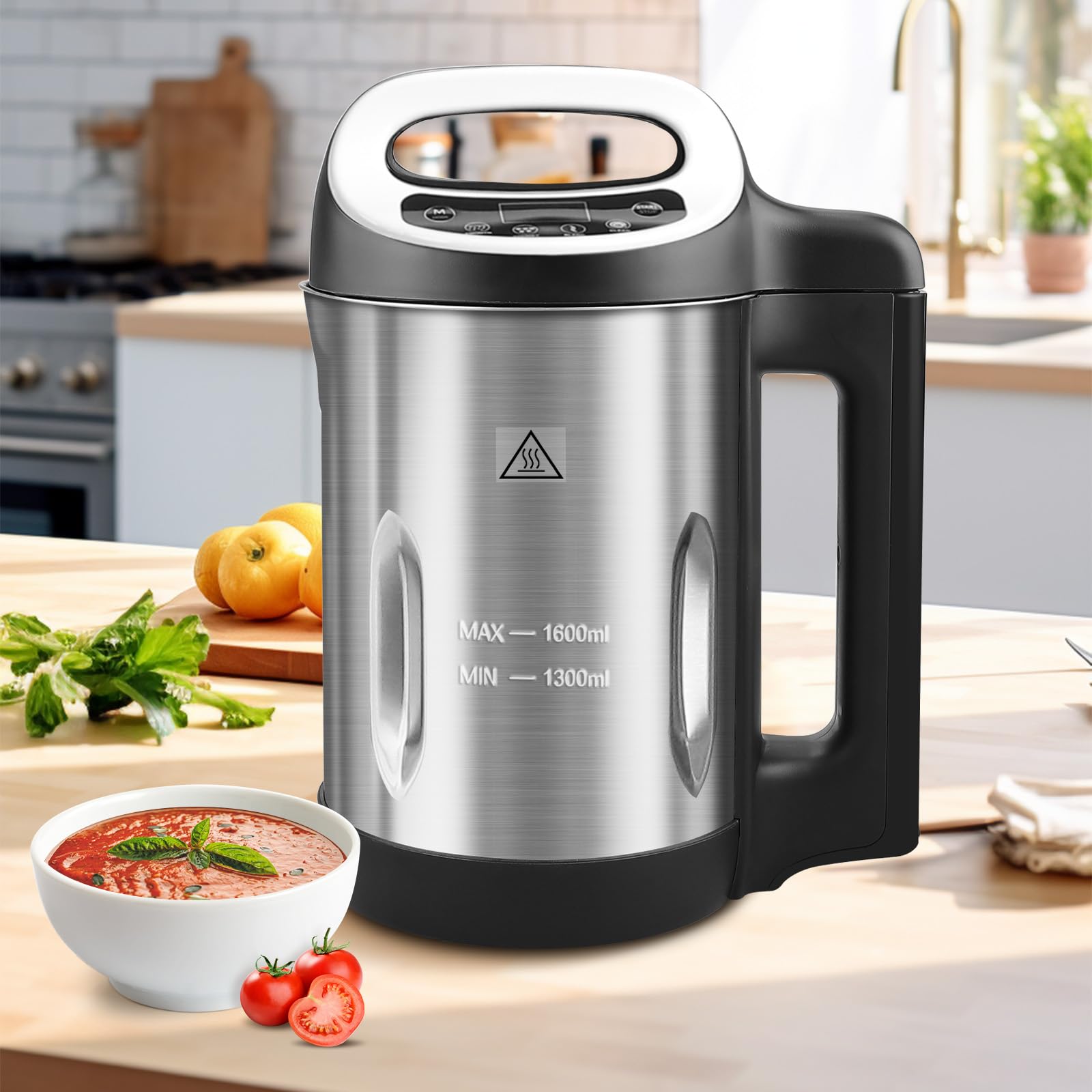Homtone 1.6L Soup Maker Stainless Steel Self-Cleaning