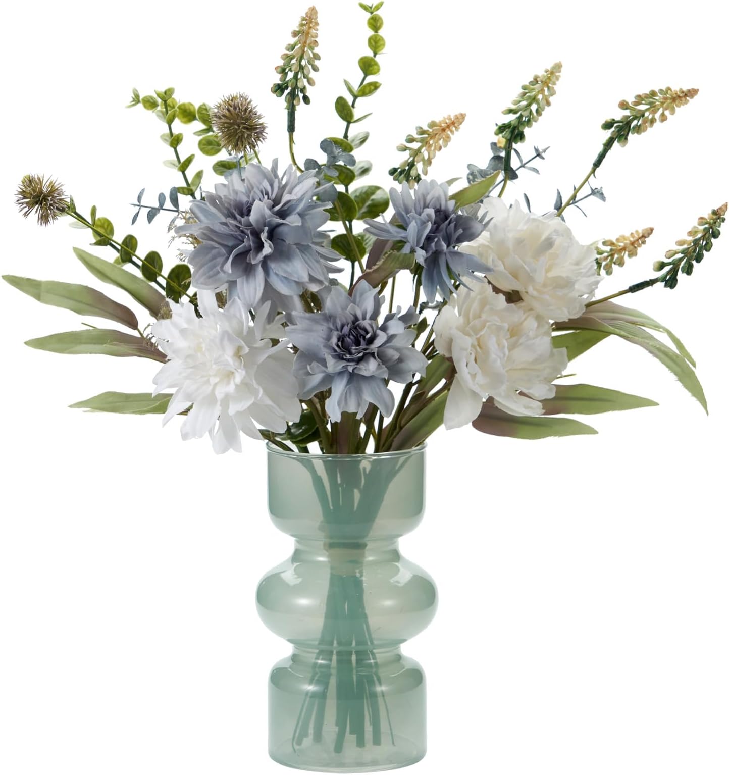 UMEXUSFake Flower Plant Bouquet with Vase, Artificial Flowers in Small Vase Modern Farmhouse Faux Flower for Living Dining Room Kitchen Office Entryway Coffee Table Centerpiece Decor