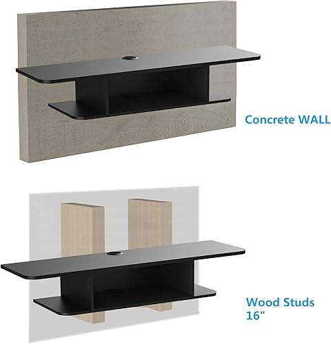 Miniatura 6 de FITUEYES Soporte flotante para TV, centro de entretenimiento para televisores de hasta 55 pulgadas, consola multimedia montada en la pared, gabinete