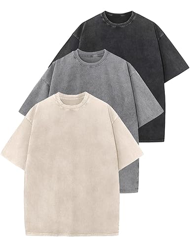 Yimoon 3 Pack Oversized Tshirts for Women Washed Vintage Baggy Boyfriend Tees Short Sleeve Unisex Cotton Tops