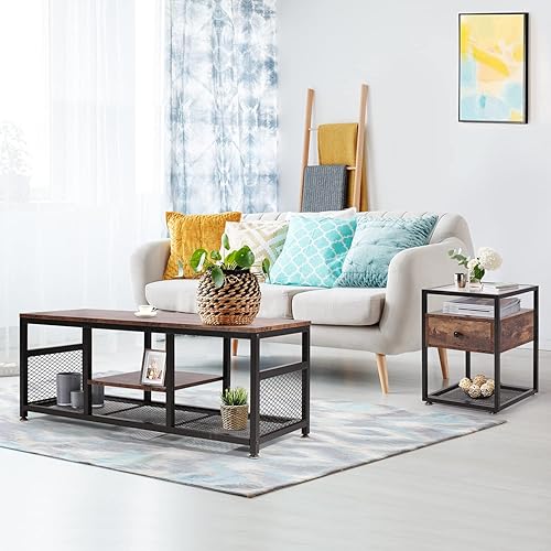 Miniatura 34 de VECELO Mesitas de noche modernas, mesita de noche, mesa auxiliar con mesa de cristal, soporta hasta 66 libras, cajón que ahorra espacio y mesita de