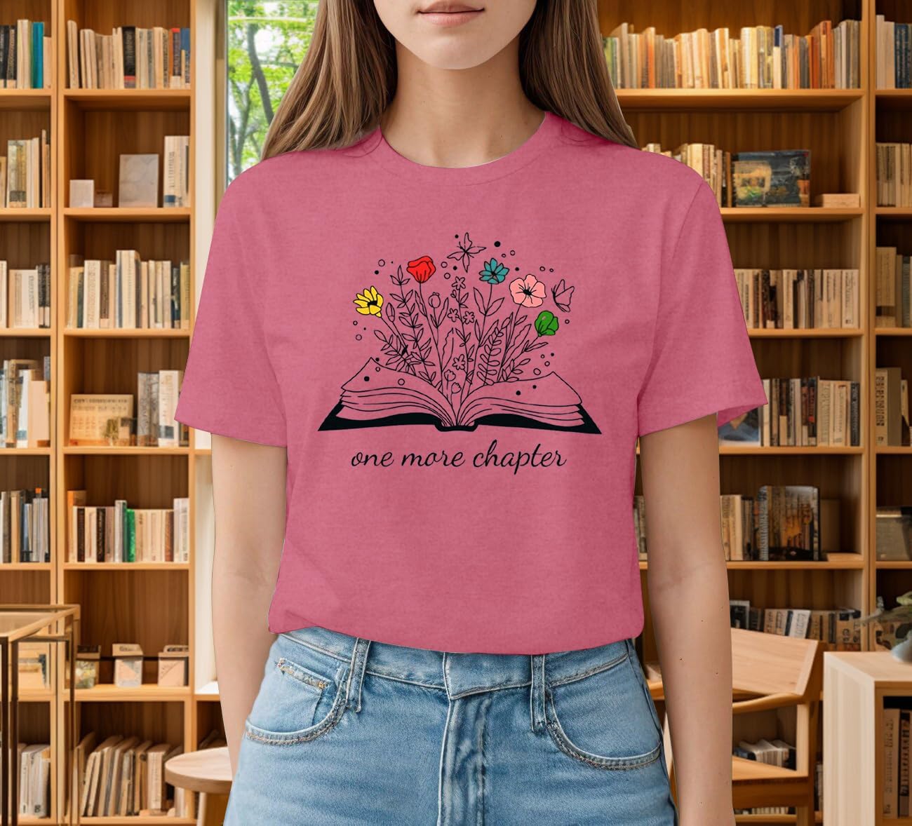 Book Shirts for Women Wildflowers Reading T-Shirt Book Lover Bookworm Tshirt Librarian Tee Top - Image 3