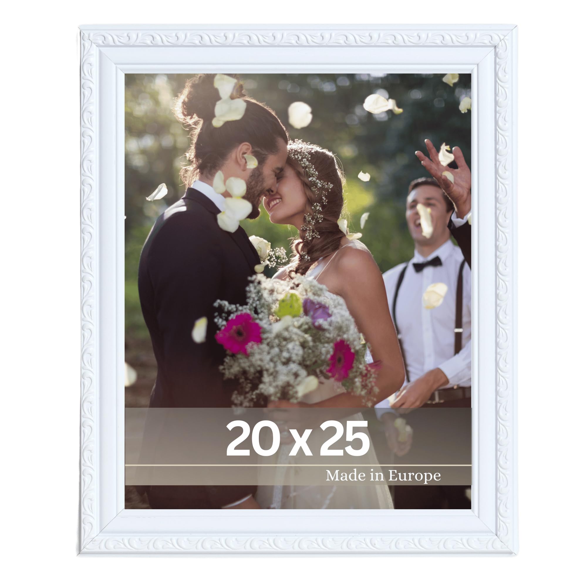 VictoR antiker - kunstvoller Fotorahmen „Chagall“ in weiß - 20x25 cm Deko Bilderrahmen vintage - geeignet für Urkunden - Bilderrahmen weiß 20x25 - barock