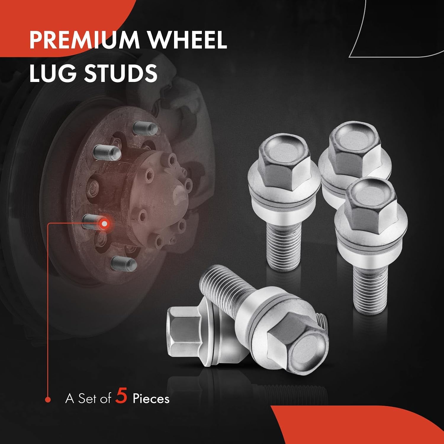 A-Premium M14-1.50 Wheel Studs Compatible with Audi A8 Quattro 2011-2020 Q3/Q3 Quattro 2015-2018 Q5 2009-2020 Q7 Q8 S8 SQ5 Front or Rear Side 5-PC Set