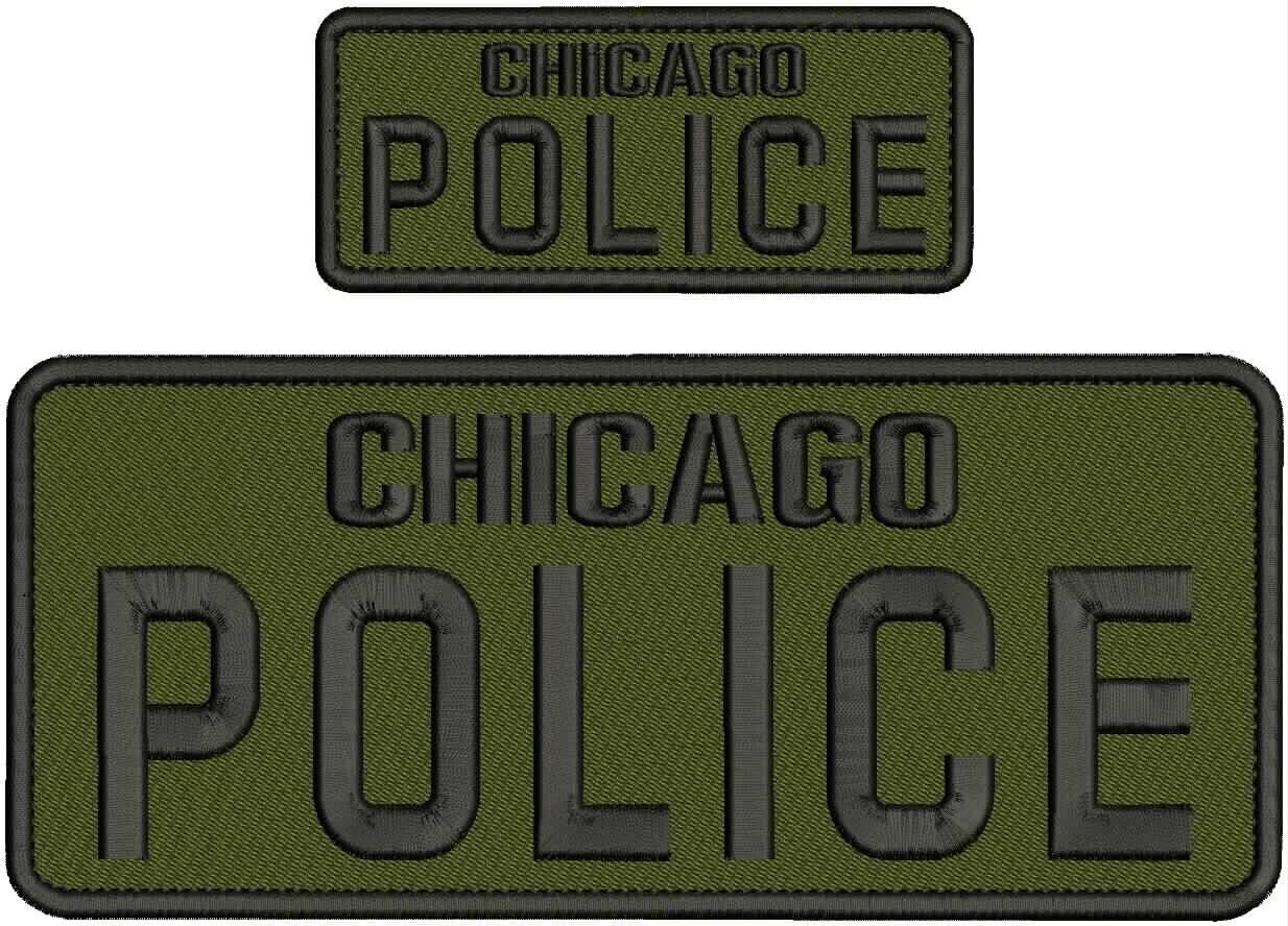 Special Patches for Velcro Patches for Uniform for Chicago Police EMB Patch 4X10 and 2X5 Hook ON Back Black ON OD Green Model-Q-X988-1606