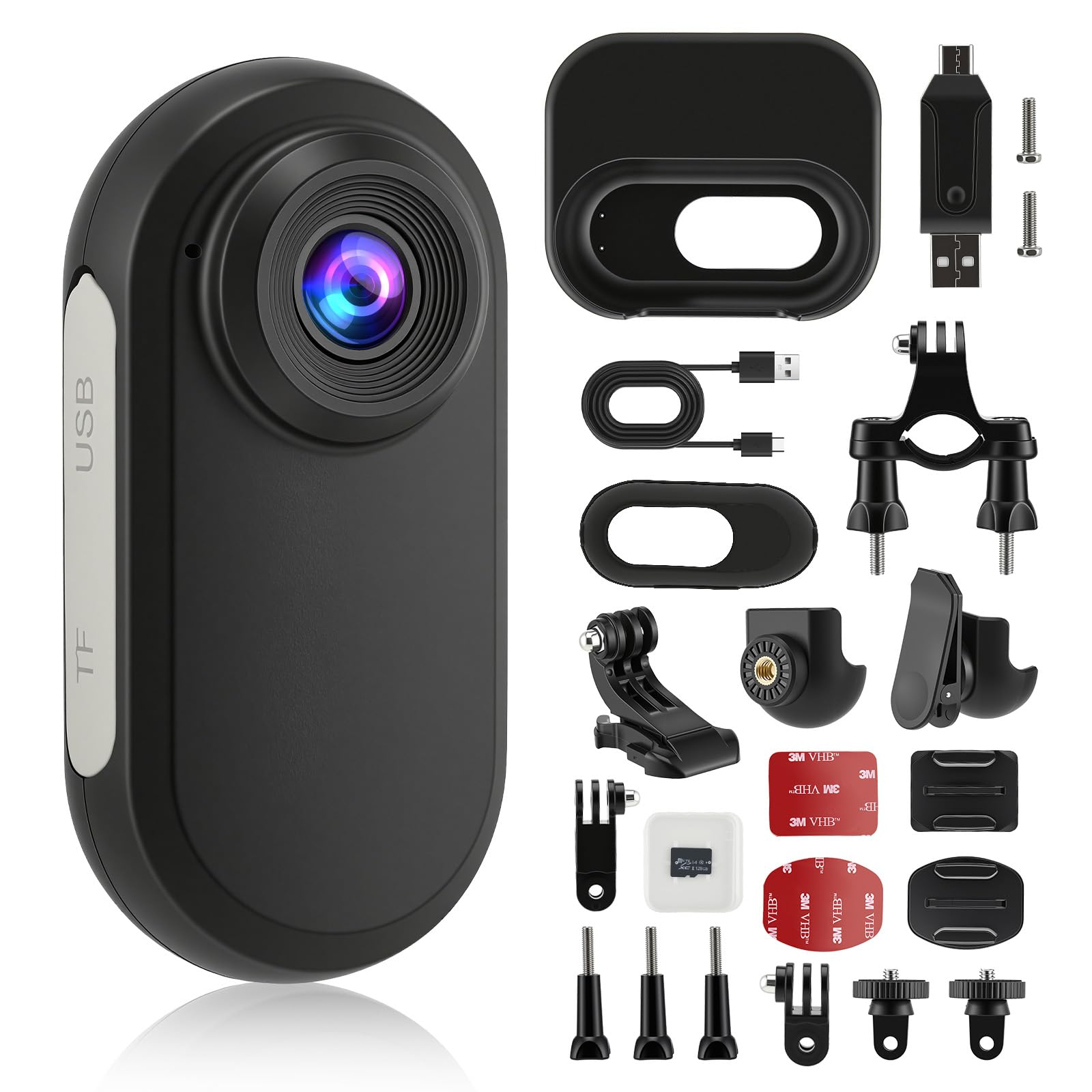 Caméra Corporelle Portable 1080P avec 128 Go de Mémoire, Mini Camera Sport avec Clip Magnétique, Idéale comme Camera Moto pour Vélo, Cyclisme, Voyages et Aventures Outdoor