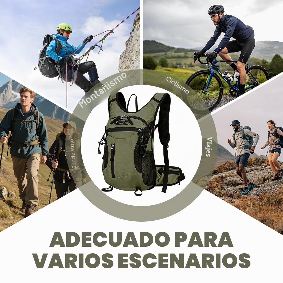 Mochila Senderismo 15 L Mochila Montaña Pequeña Transpirable con Correa de la Cintura Ajustables Mochila Ciclismo Ligera para Viajes Camping Running Ciclismo Deportes al Aire Libre