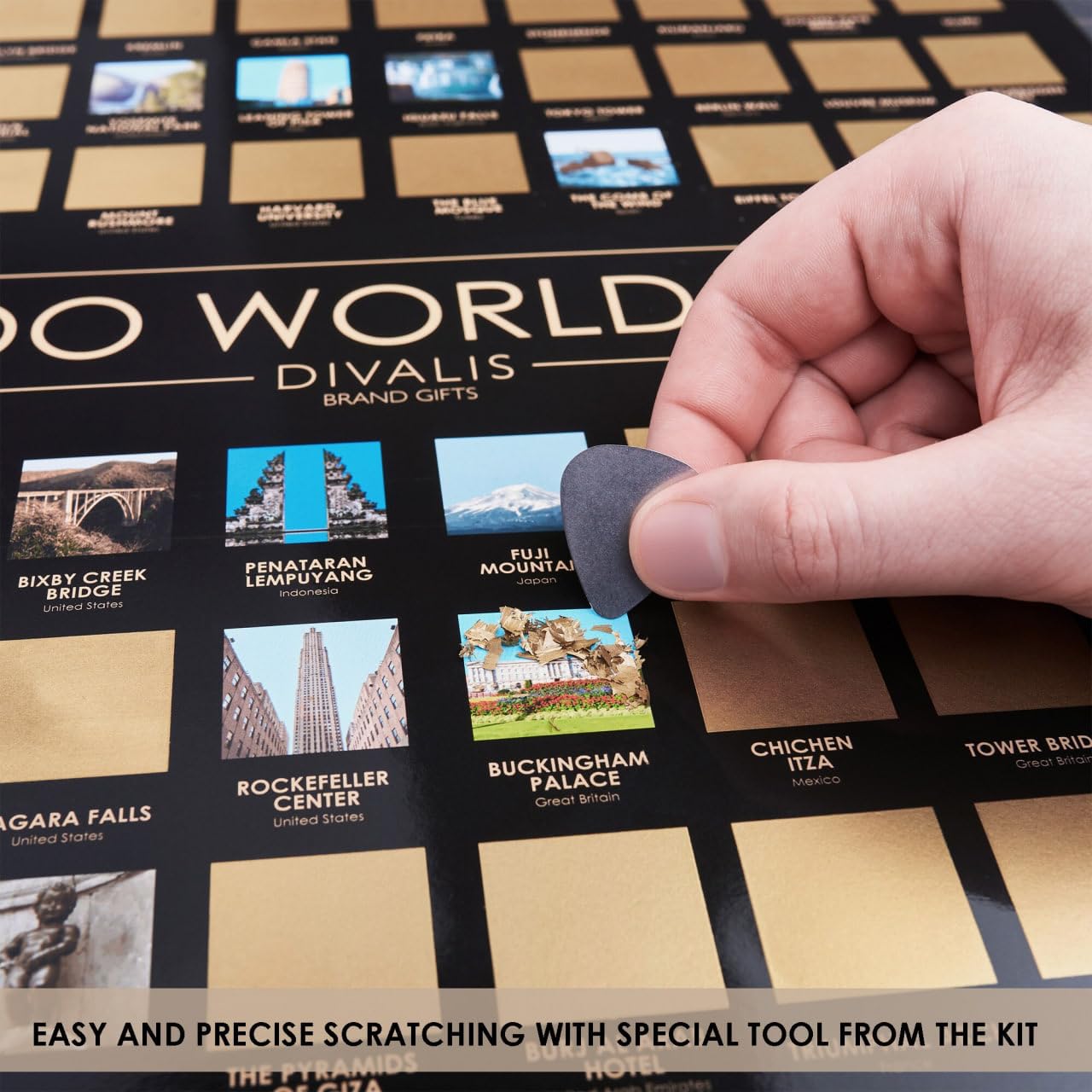 Juego de regalo 2 en 1 – Mapa del mundo para rascar + póster de los 100 lugares para visitar – Paquete de viaje grande para rascar – Mapa de los mejores lugares que he estado para trotamundos – Dos