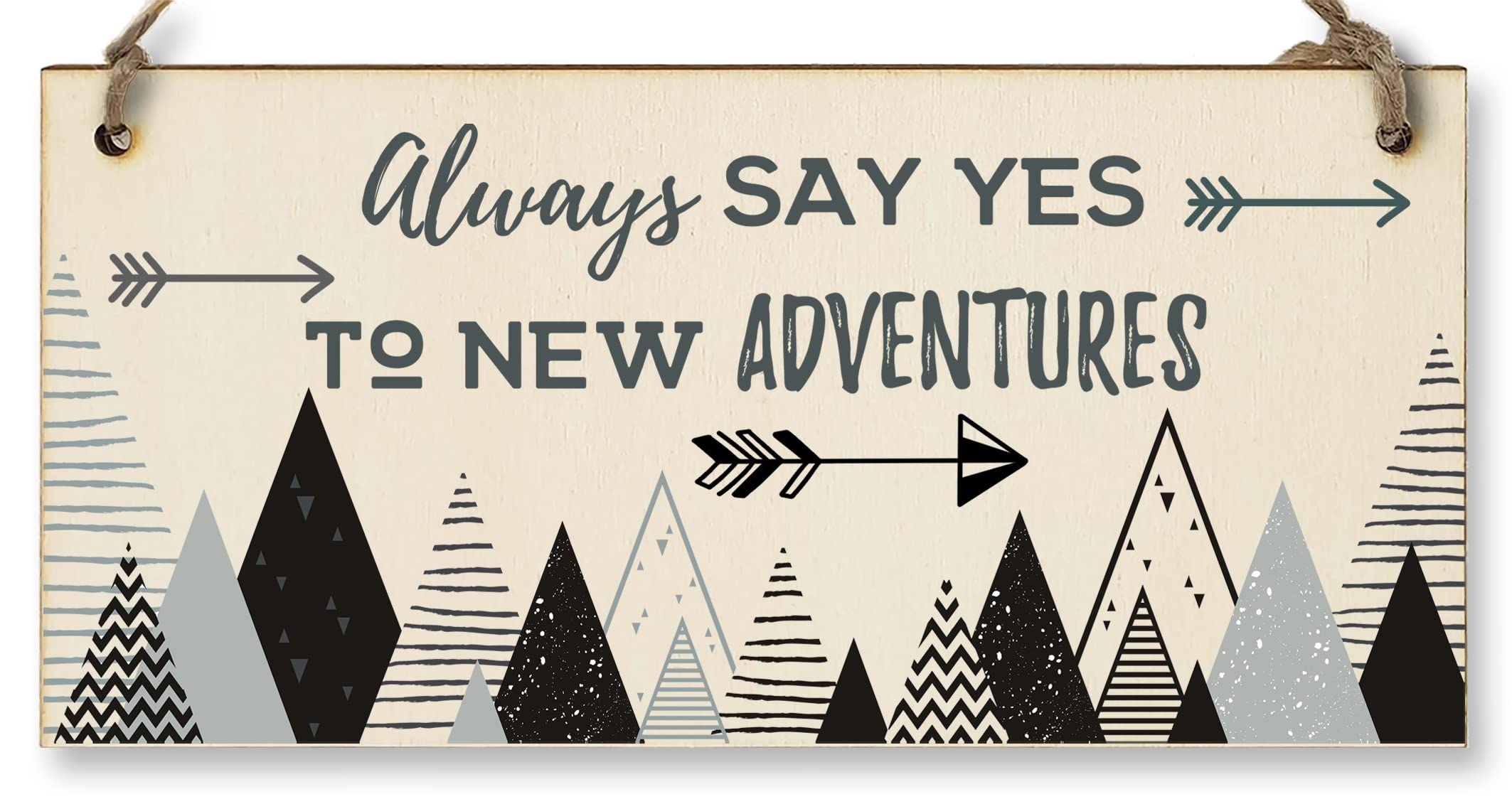 The Plum Penguin Transparent Handmade Wooden Hanging Wall Plaque Always Say Yes To New Adventures Motivational Inspirational Decorative Sign Minimalist Design