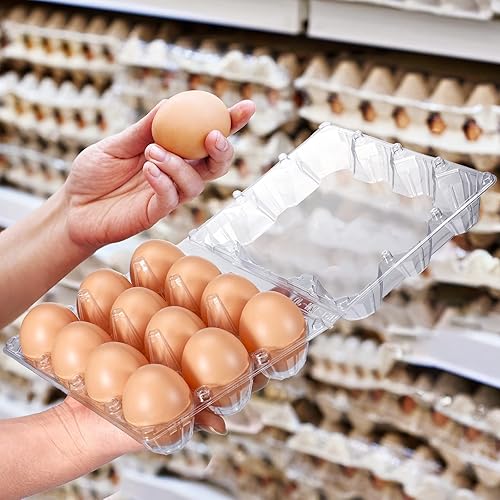 Miniatura 6 de Zubebe 200 cajas de cartón de plástico transparente para huevos, bandeja vacía para pollo a granel que se sostiene de forma segura para granja,