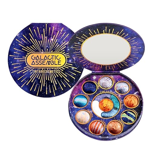 Galactic - Paleta de sombras de ojos de 14 colores con purpurina metálica brillante paleta de sombra de ojos azul galaxia paleta de maquillaje para