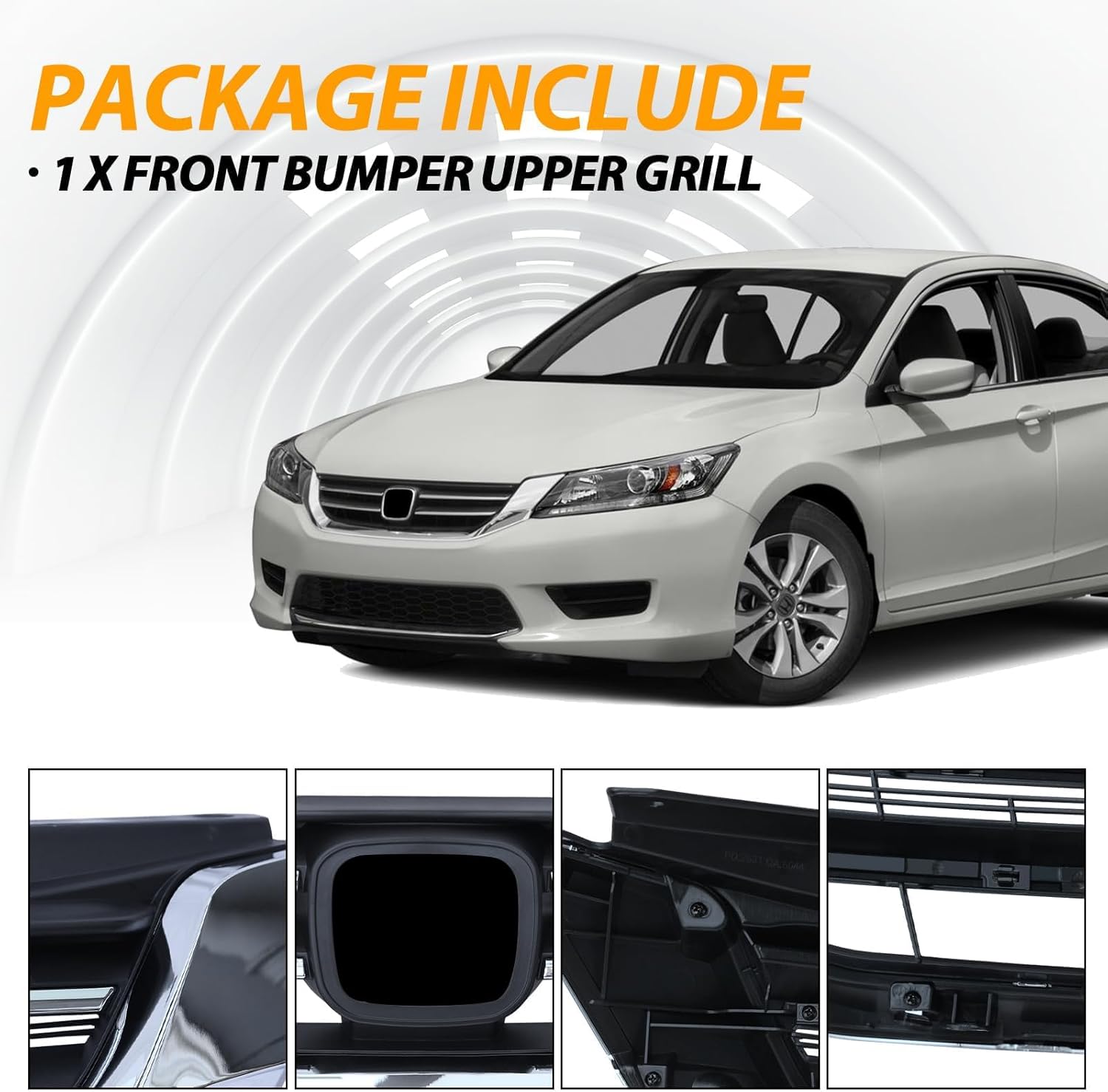 Front Bumper Grille For 2013-2015 Honda Accord Sedan Replacement for HO1200214 Upper Chrome Grille Replace Grill