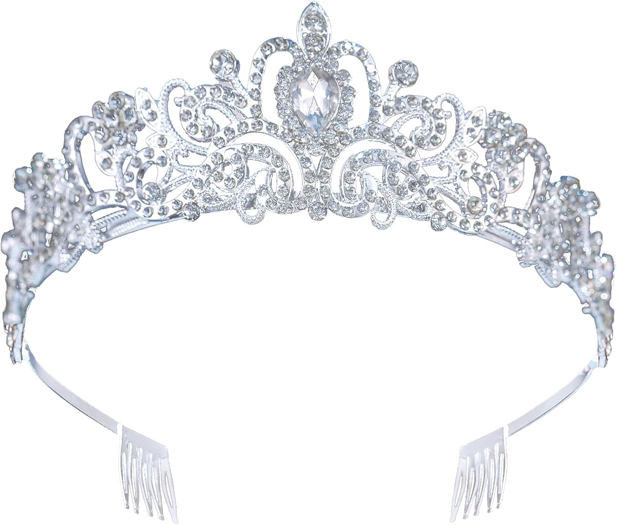 Corona de tiara de cristal con peines para mujeres y niñas, diademas de princesa reina con diamantes de imitación para bodas y cumpleaños