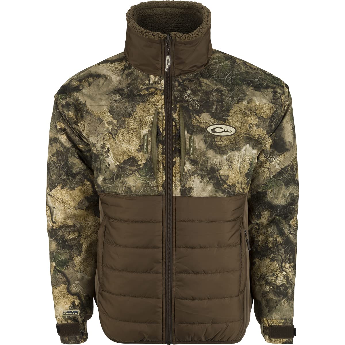 Drake Waterfowl LST Guardian Flex Double Down Eqwader Full Zip Jacket Camo (2XL, Mossy Oak Terra Bayou)