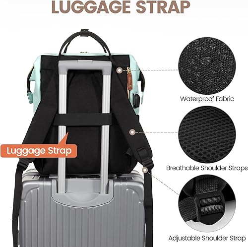 Miniatura 4 de LOVEVOOK Mochila para laptop para mujer, mochilas de trabajo, mochila para profesores, Verde claro-negro, Mochilas Daypack