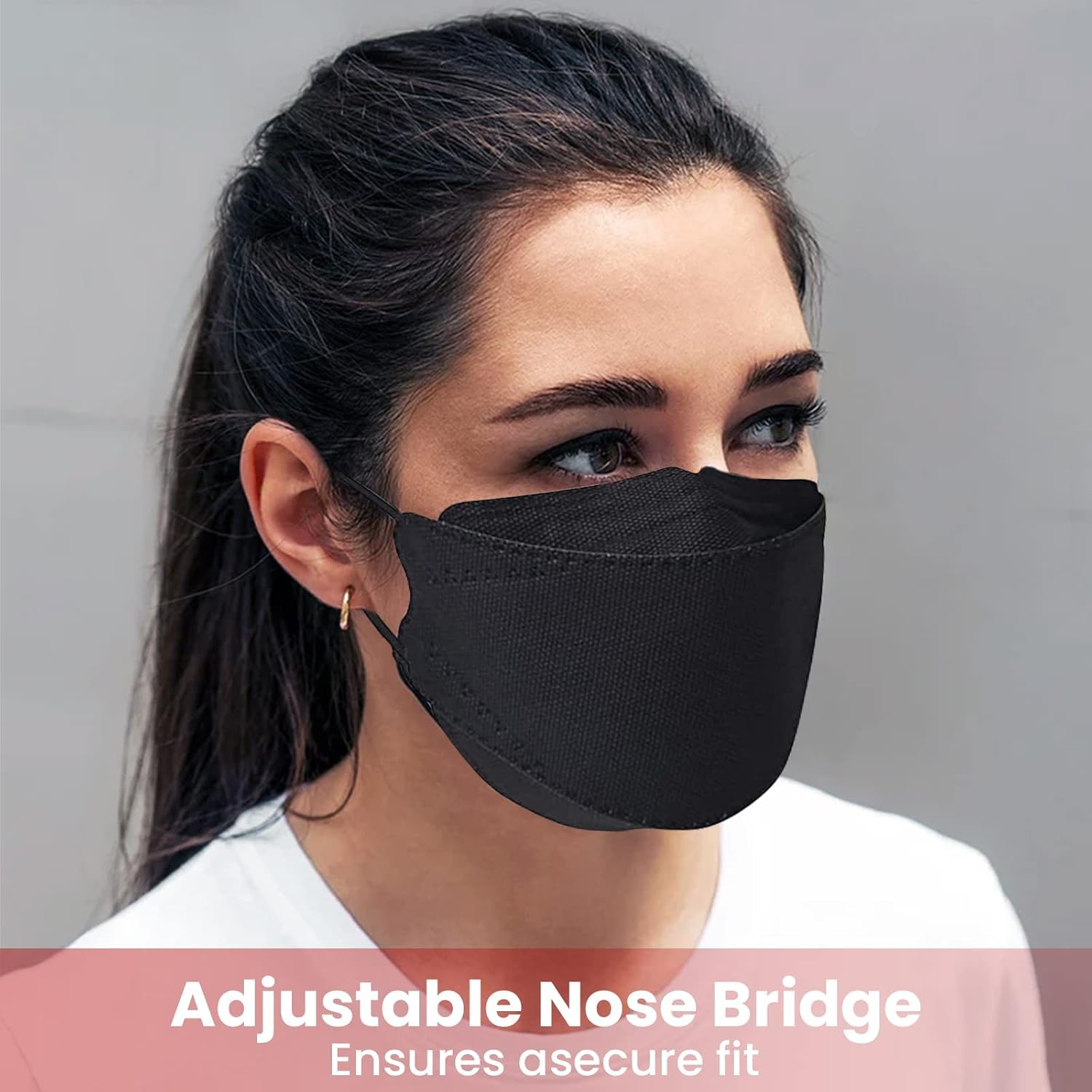 leorx 100Pack 4-Layer KF94 Mask, Protective Face Filter Mouth Shields , No Pain Earloop-Black