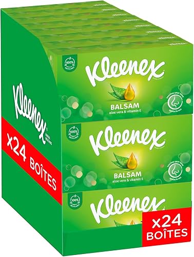 KLEENEX - Taschentücher in Balsam-Box (24 Boxen mit 64 Taschentüchern) – legt ei