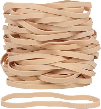 AIWOQI Rubber Bands 65Pcs Size 69 Big Long Elastic Rubber Band Large 5.9in | Beige Rubber Bands for Office Supplies File Folders Litter Box 5.9" x 0.24"