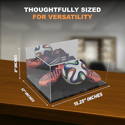Vista 227 de Better Display Cases Versátil vitrina de acrílico transparente - Caja rectangular grande con base blanca 18" x 12" x 3" (BK09)