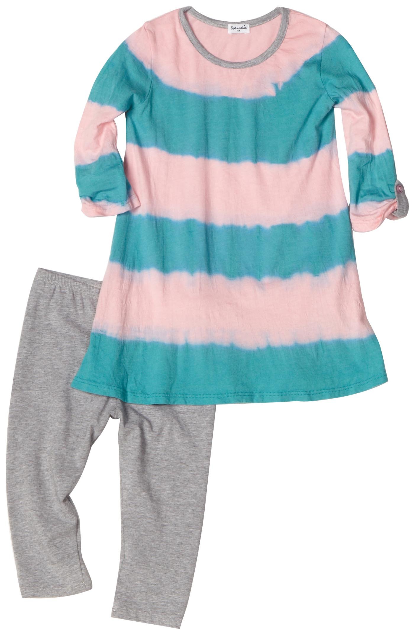 Conjunto de túnica a rayas ropa de niña 3 años Splendid Littles rosa turquesa 2
