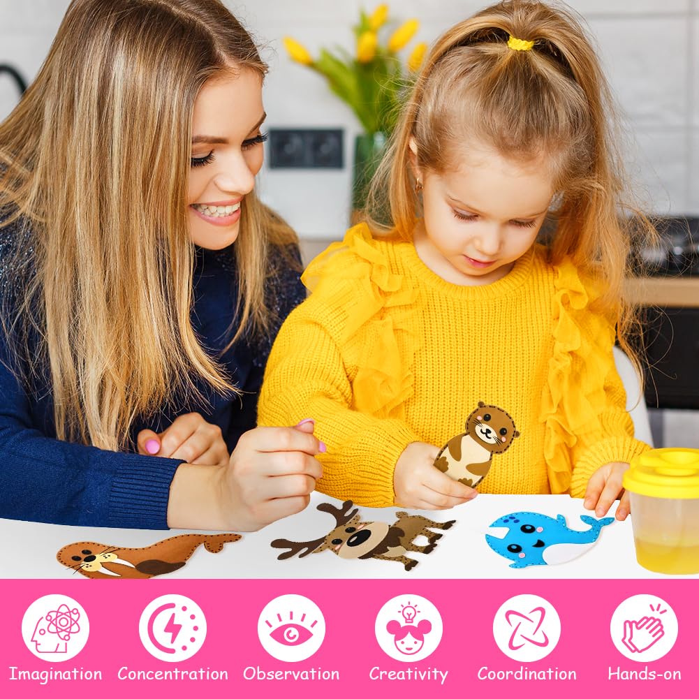 Vicloon Sewing Kit for Kids, 12-Piece Cute Animal Sewing Craft Kits, Fun Stuffed Animal DIY Kits for Kid Learn to Sew Arts and Crafts Kit, Introduction to Sewing Set for Kids Age 5-12 — view 5