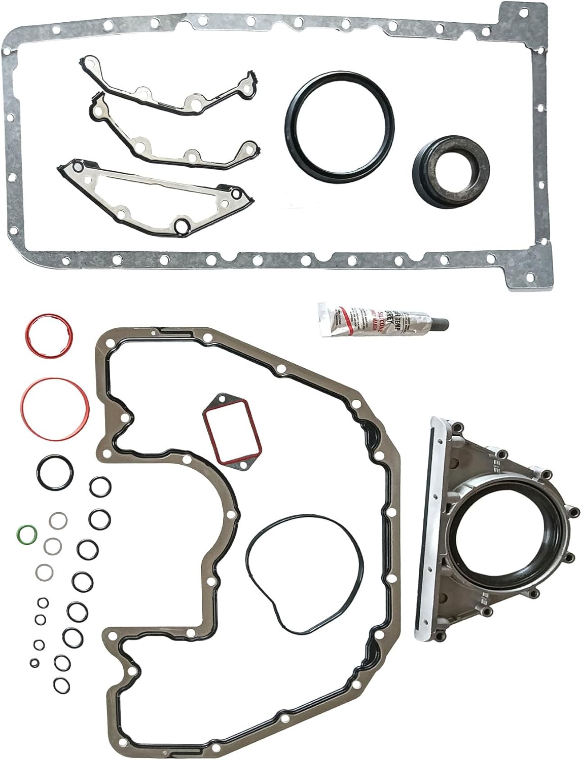 PartsFlow Oil Pan Gasket Set For 02-10 BMW E60 E61 E63 E65 550i 545i 645Ci 745i 4.4L 4.8L For 740i 740li 750li X5 B7 4.0L 4.8L 4.4L