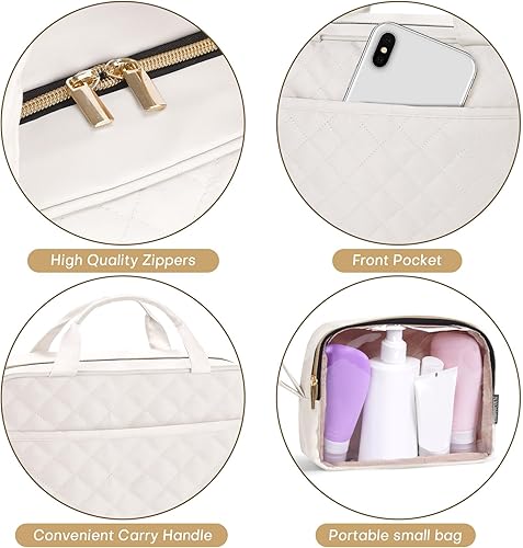 Miniatura 4 de Neceser de viaje para mujer con gancho para colgar, organizador de viaje aprobado por la TSA para champú, contenedor de tamaño completo, juego de