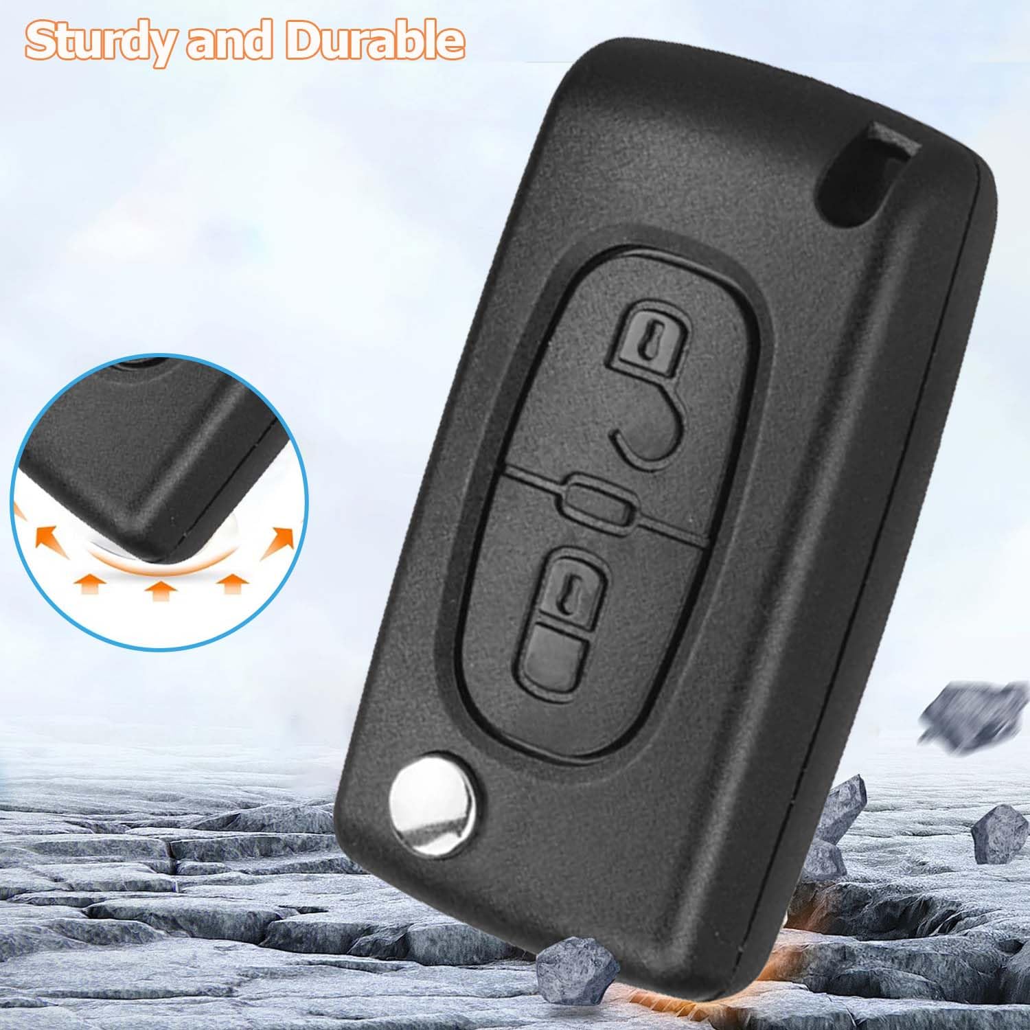 Guscio Telecomando Chiave Per Citroen E Peugeot - Compatibile Con C2, C3, C4, 206, 207, 307, Ecc. - 2 Tasti