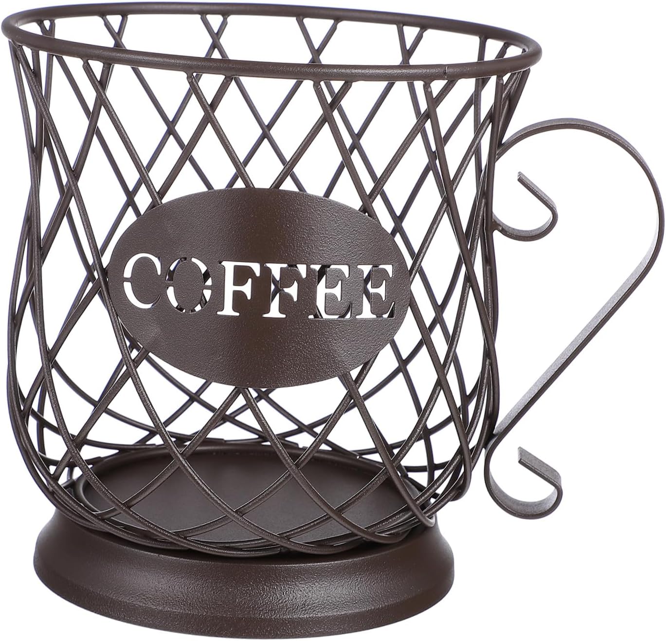 YARNOW Metal Coffee Pod Holder and Cup Storage Basket Brown Coffee Organizer for Countertop for Kitchen