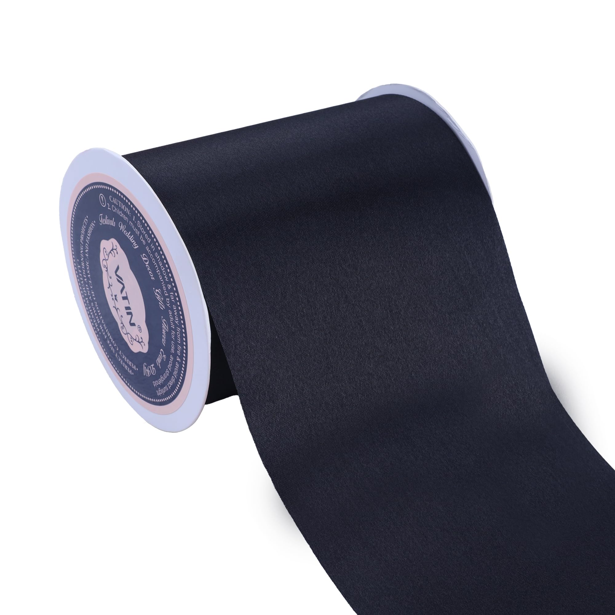 VATIN 4 Inch x 22 Yards Wide Black Satin Solid Ribbon for Grand Opening, Ceremony, Wedding & Party Decoration