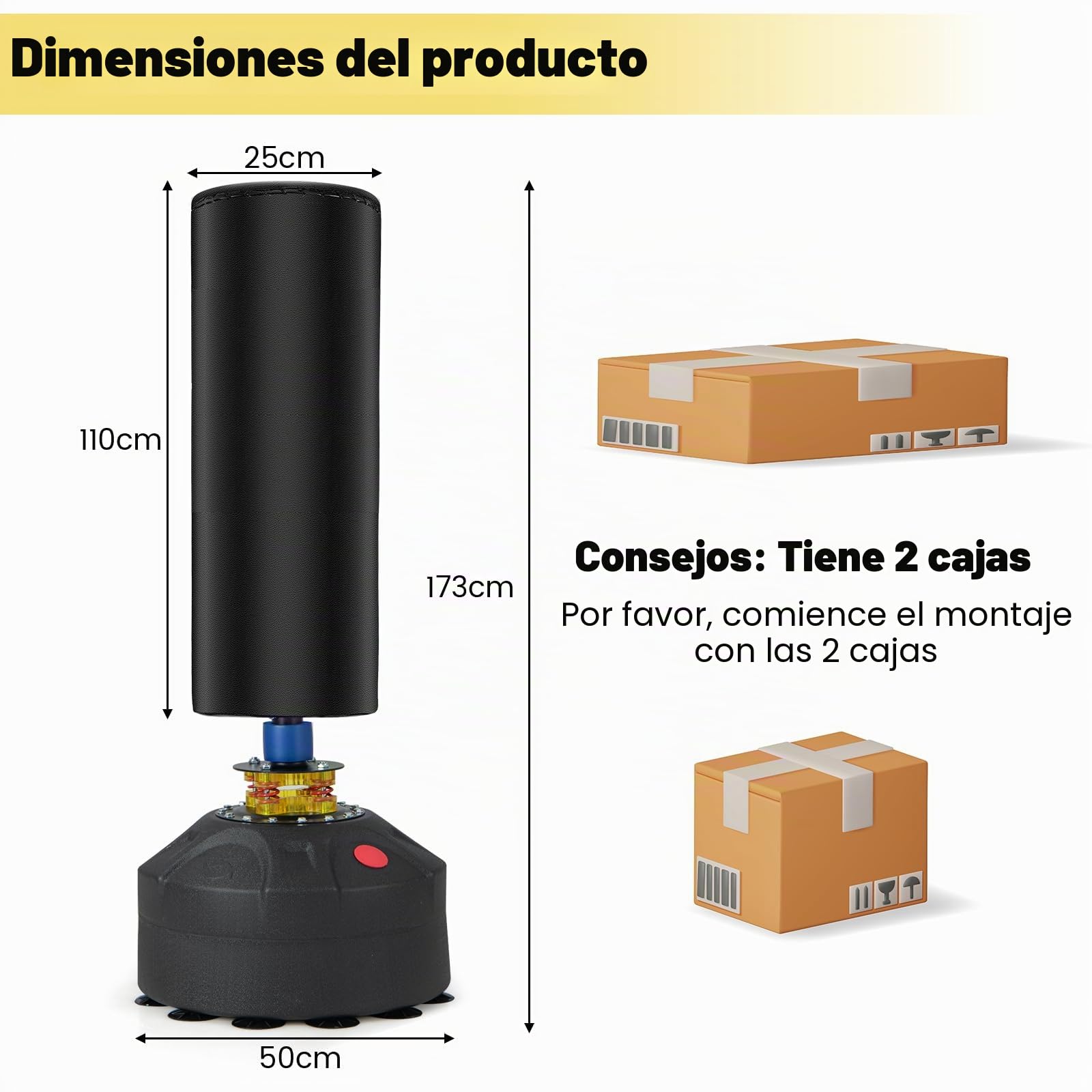 KOMFOTTEU Saco de Boxeo de Pie de 173 cm, Saco Pesado para Adultos con Guantes, Saco de Punching con Base de Ventosa con Relleno, para Casa, Gimnasio