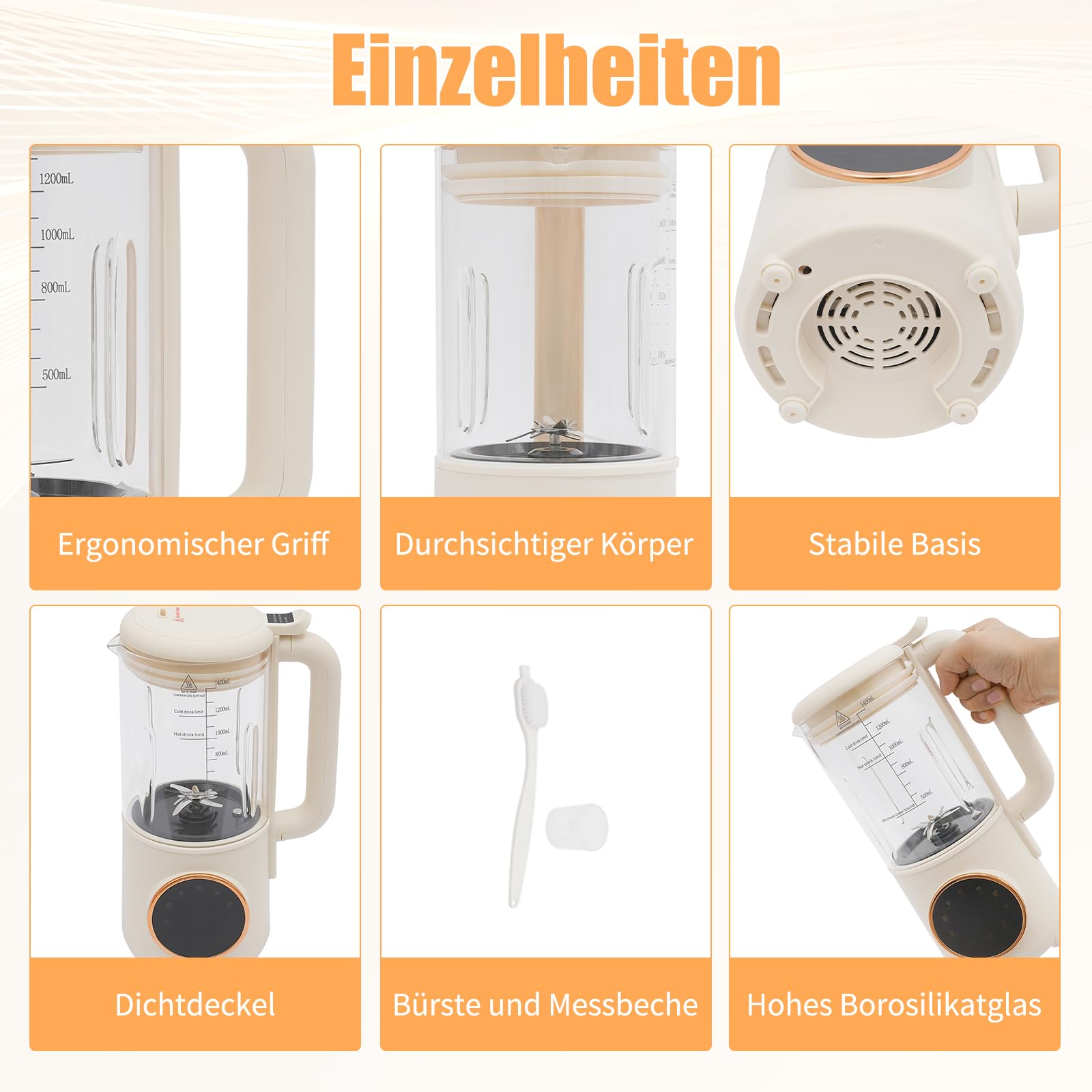 Macchina da 1400 ml, per latte di noci, con display touch a LED, per latte di mandorle, latte di soia